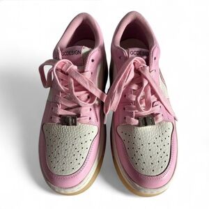GCDESIGN Pink and White Leather Low-Top Sneakers NWOT
